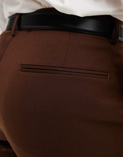 ASOS DESIGN smart straight leg trousers in brown