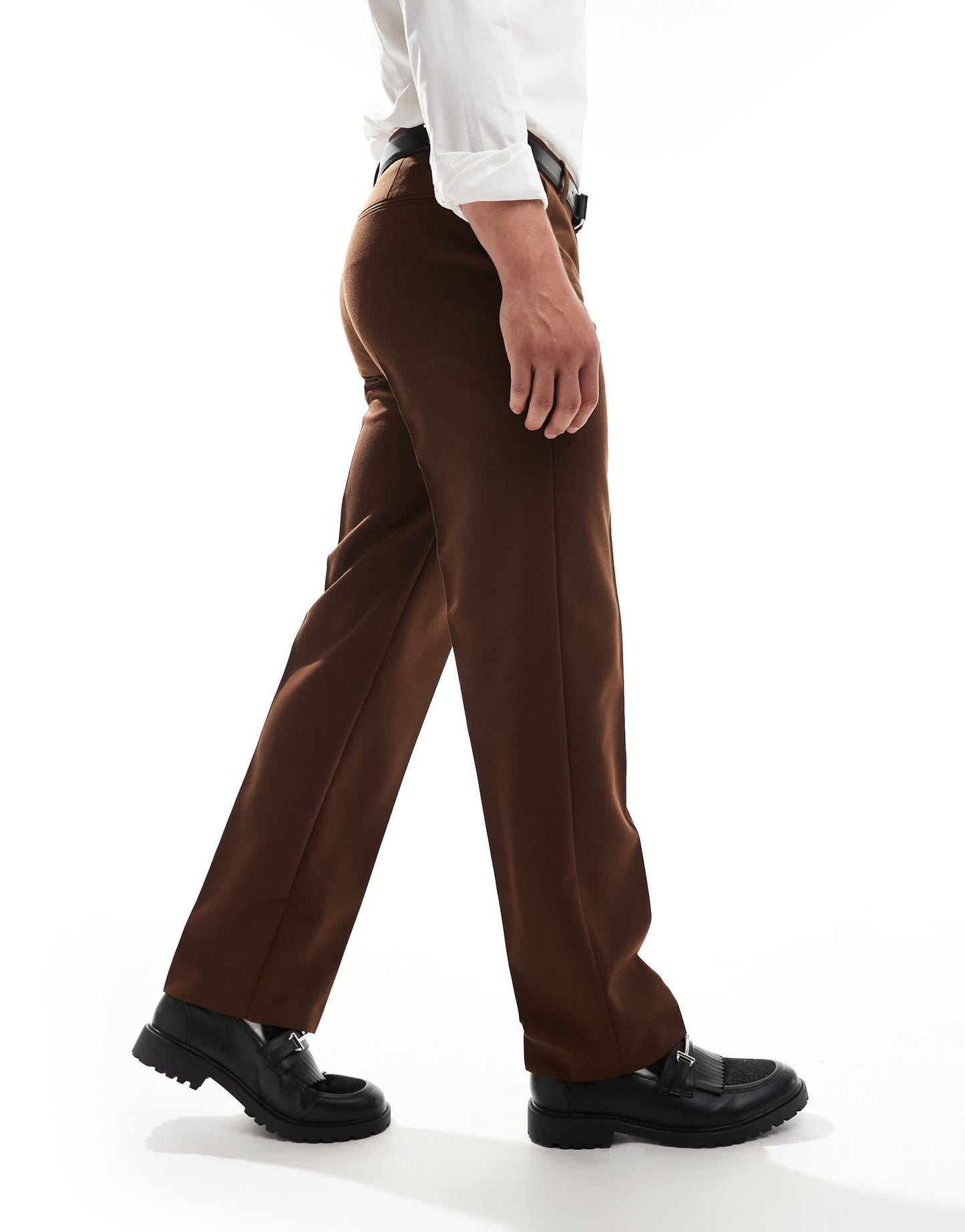 ASOS DESIGN smart straight leg trousers in brown