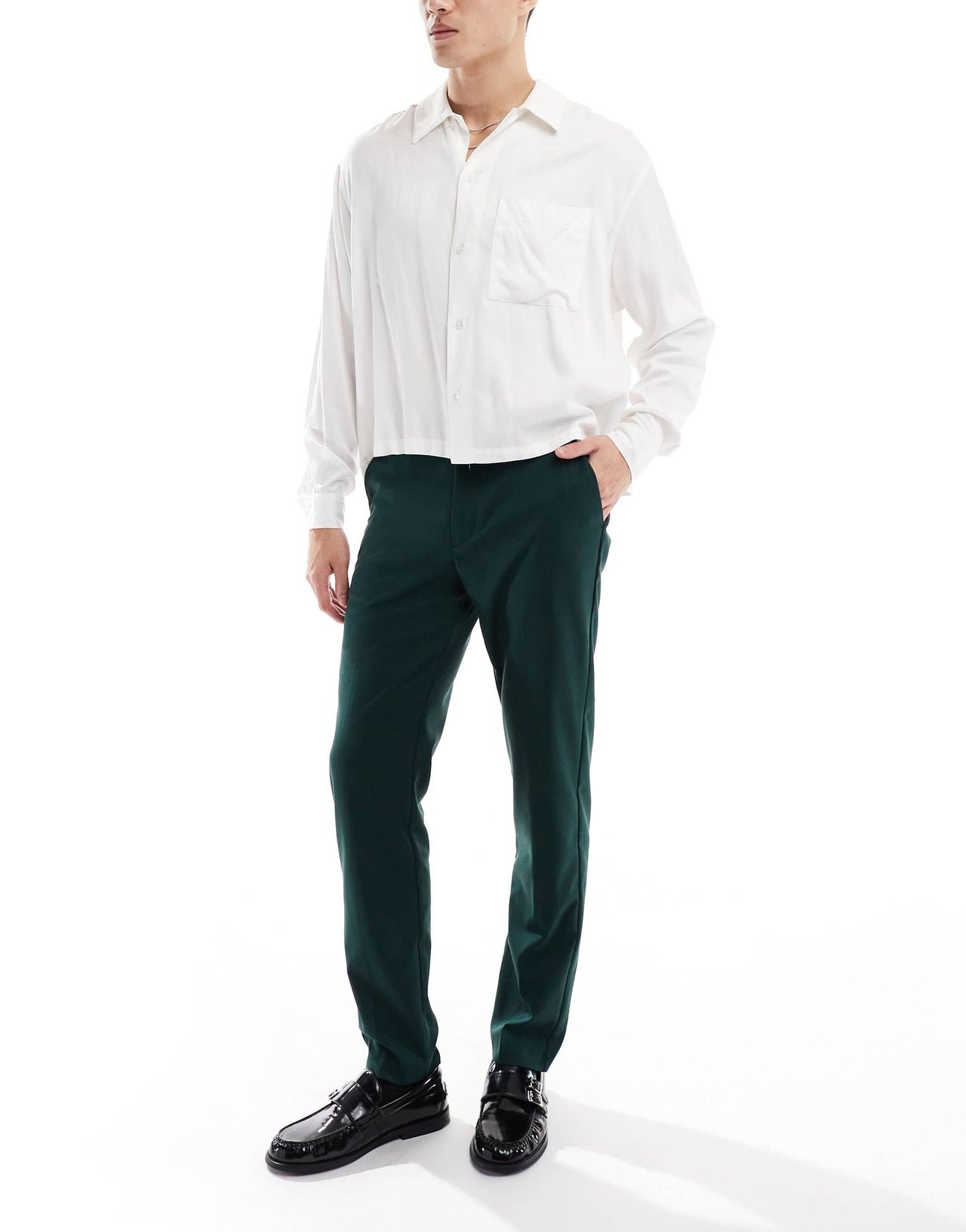 ASOS DESIGN smart slim fit trousers in forest green