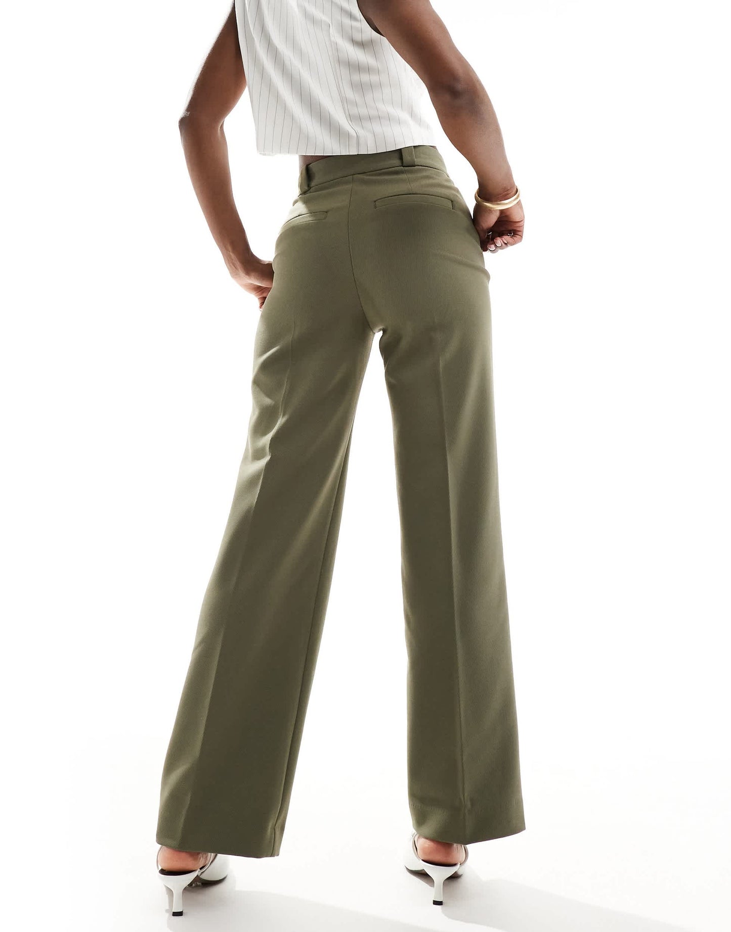 & Other Stories tailored flared trousers in khaki