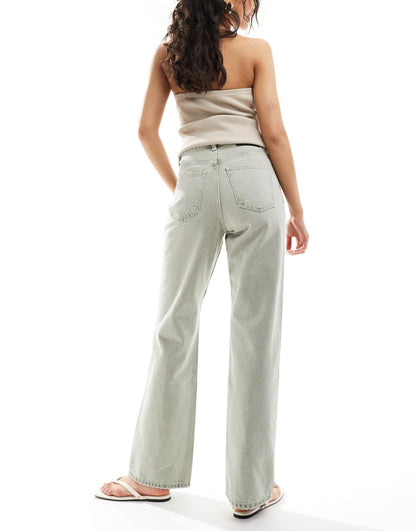 Dr Denim Echo straight leg jeans in washed bean tint green wash