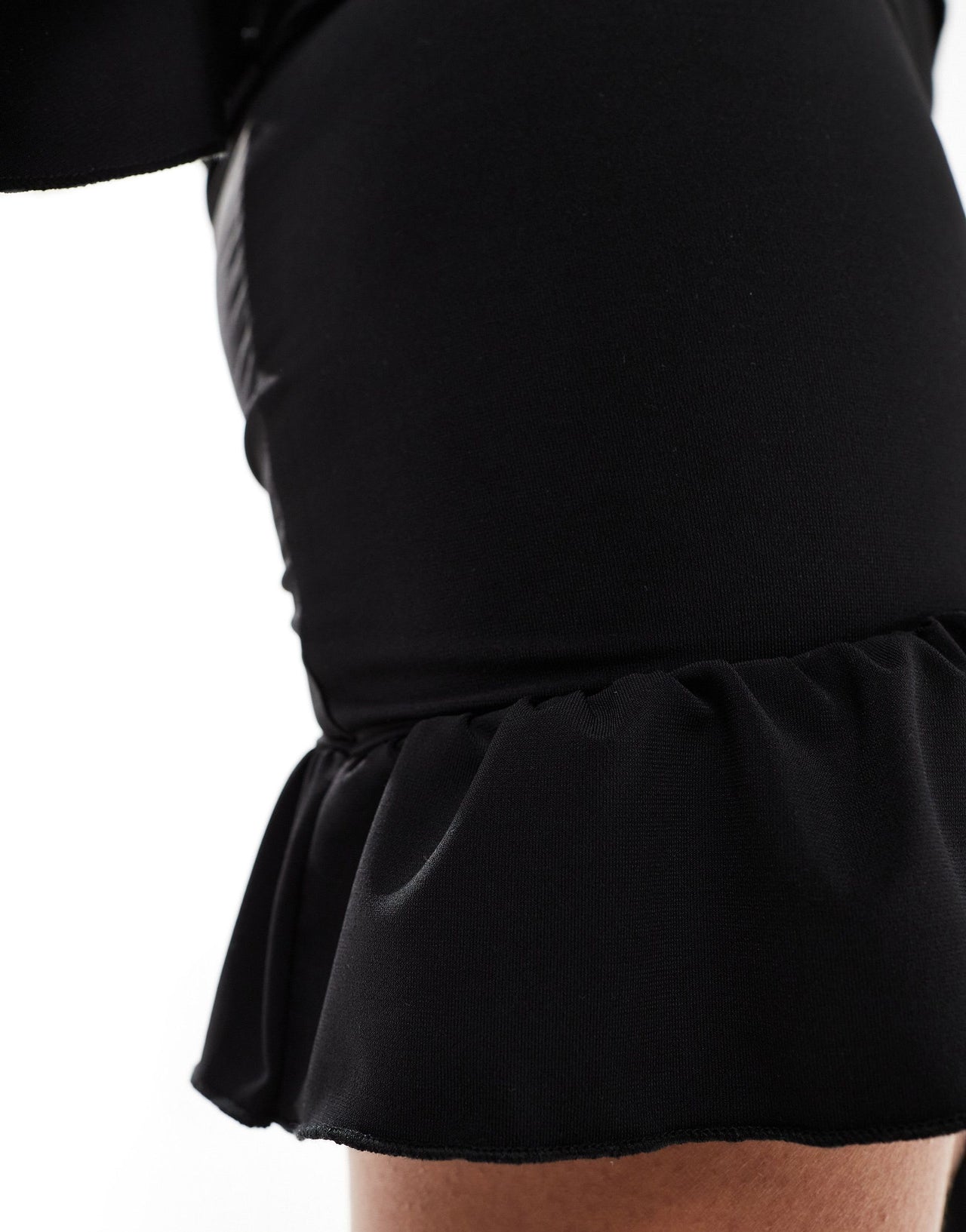 Pieces Festival frill detail mini skirt in black
