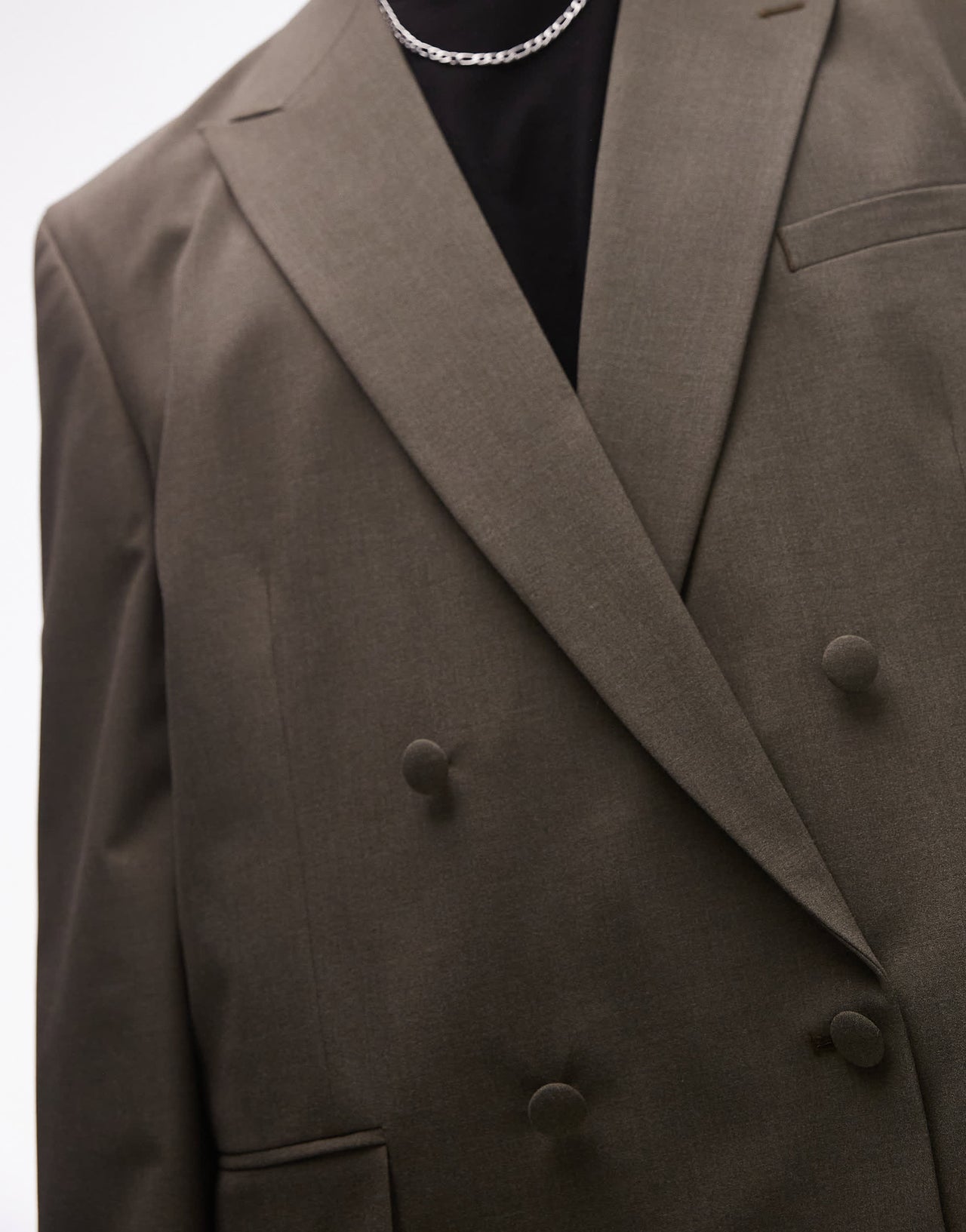 Topman relaxed deconstructed double breasted suit jacket in khaki