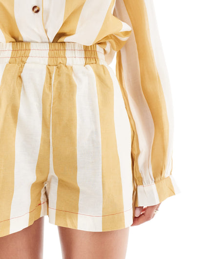 Never Fully Dressed striped shorts co-ord in neutral stripe