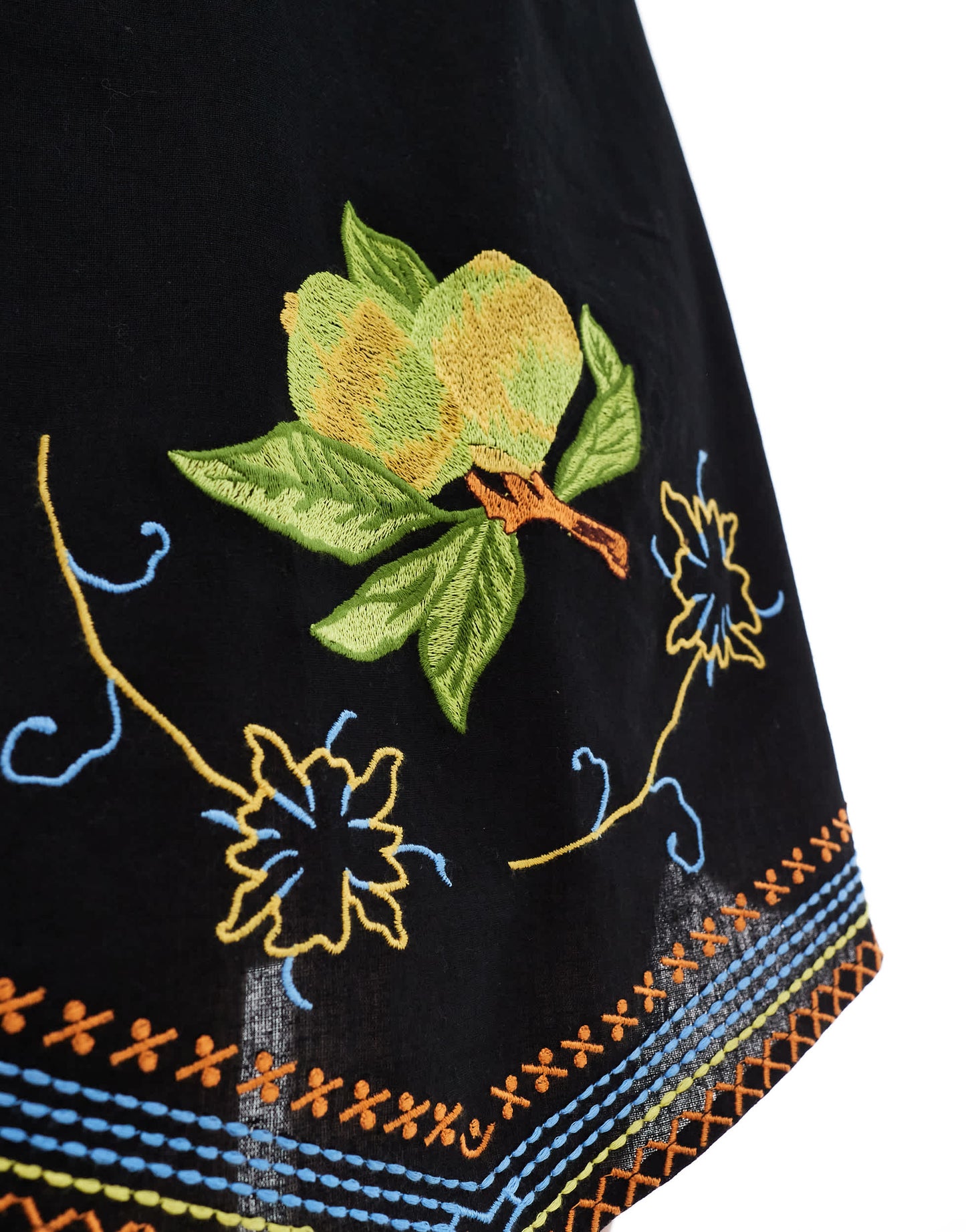 Never Fully Dressed Corfu bow shoulder embroidered mini dress in black