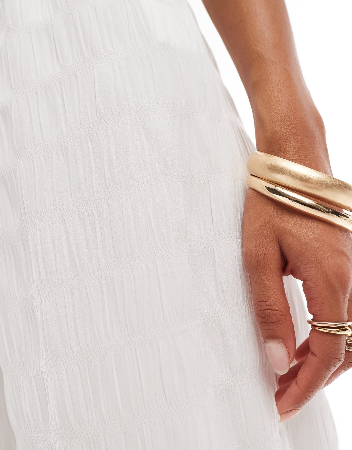 Esmee Exclusive textured beach trouser co-ord in white