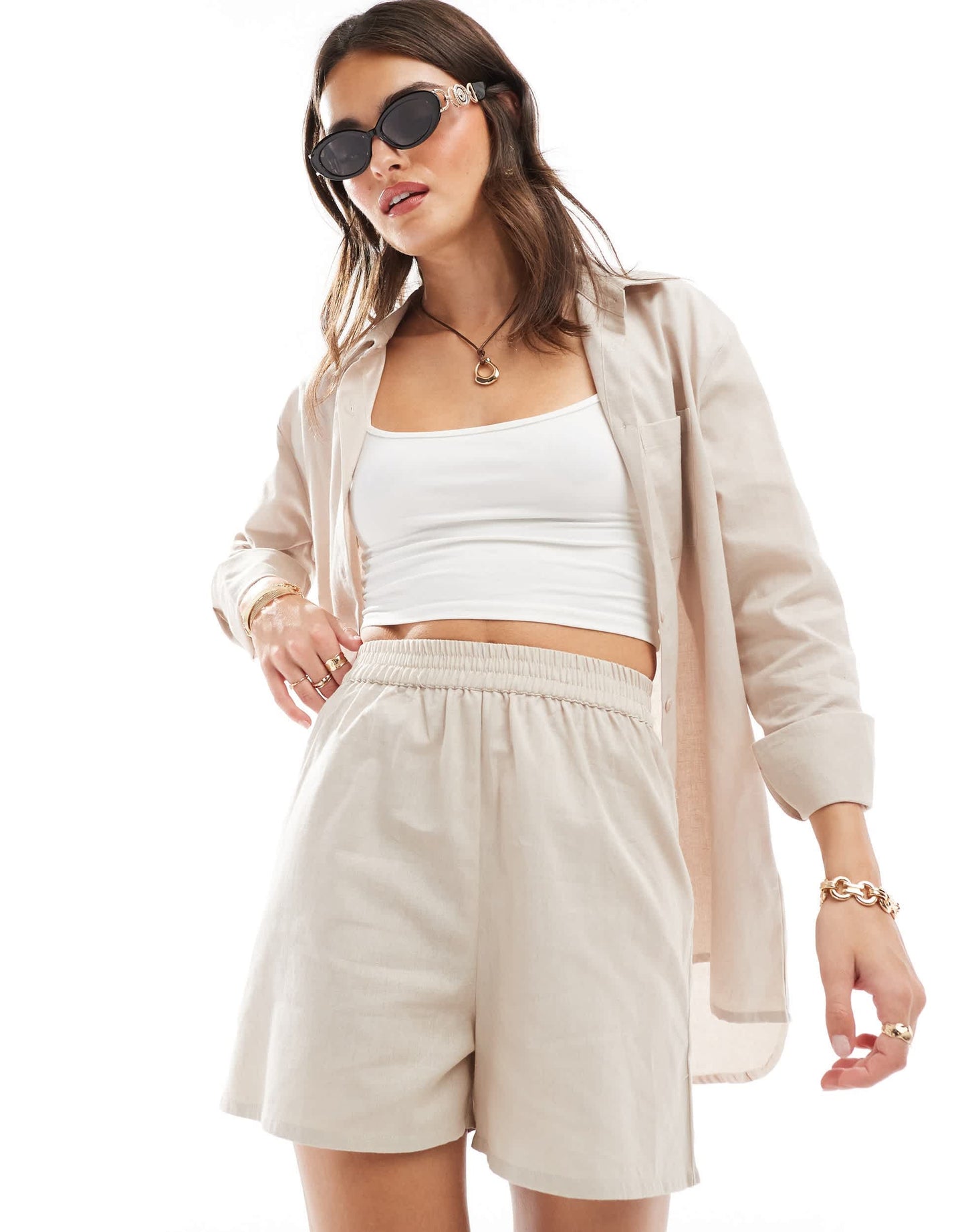 Esmee Exclusive beach short co-ord in oat