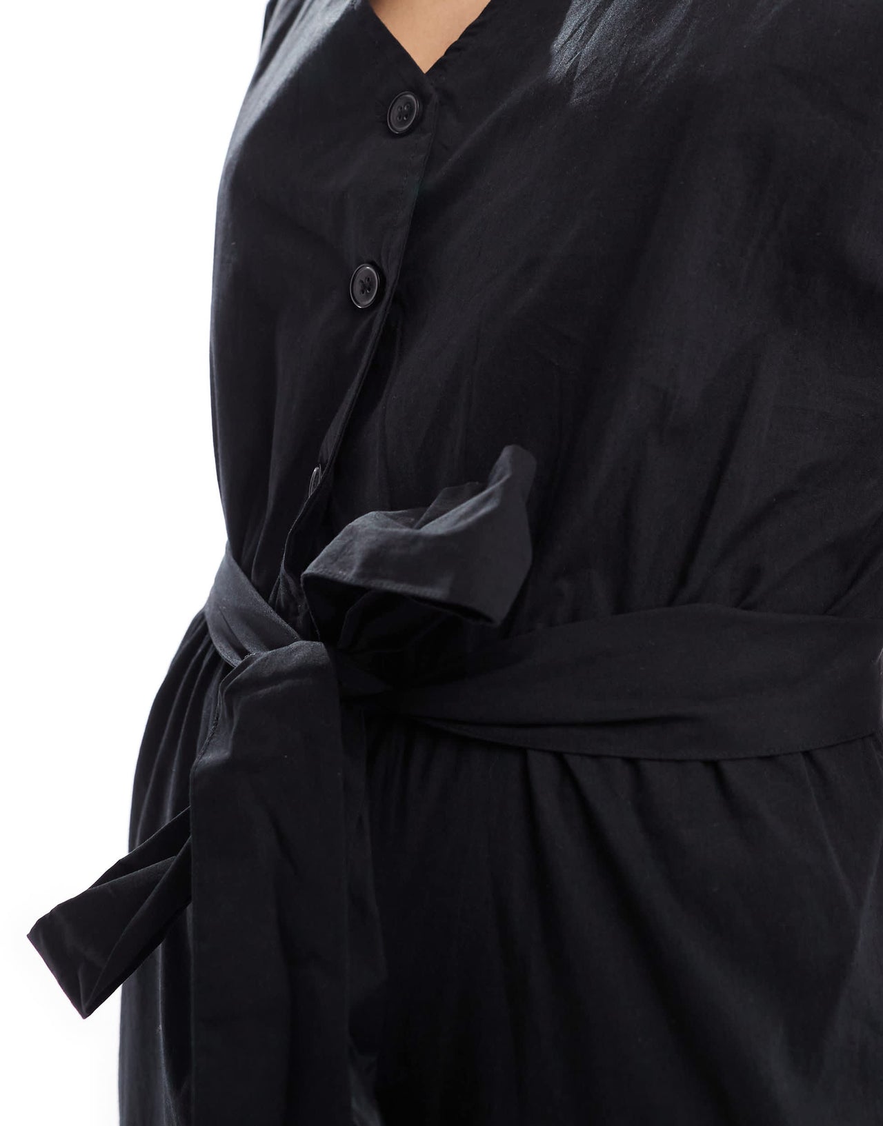 Monki  jumpsuit with tie waist in black