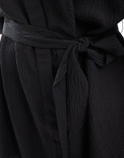 Monki belted wrap mini dress in black