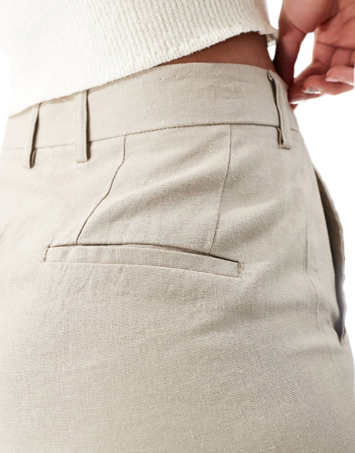 JJXX linen blend high waisted tailored trouser in beige