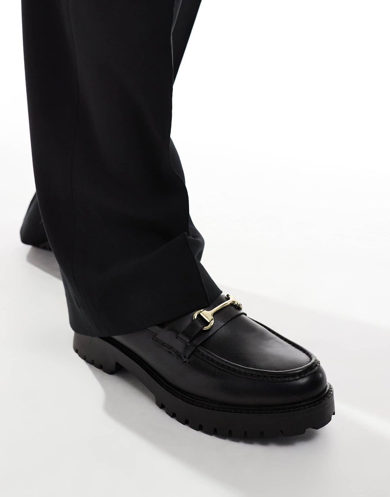 Walk London Sean trim loafer in black leather