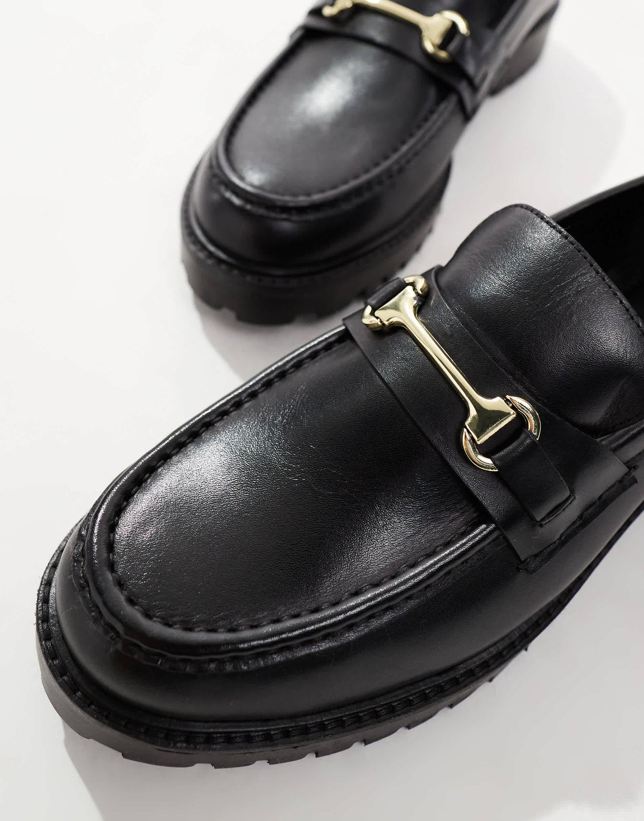 Walk London Sean trim loafer in black leather