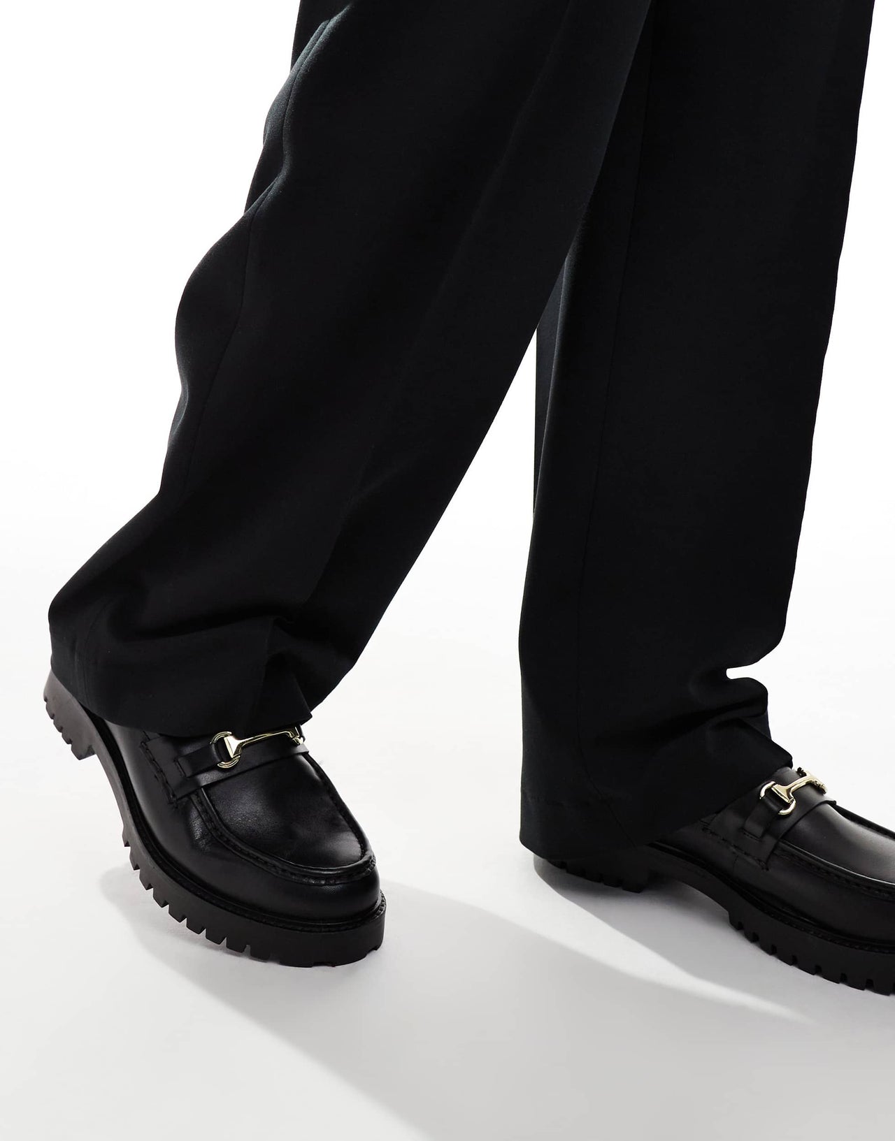 Walk London Sean trim loafer in black leather