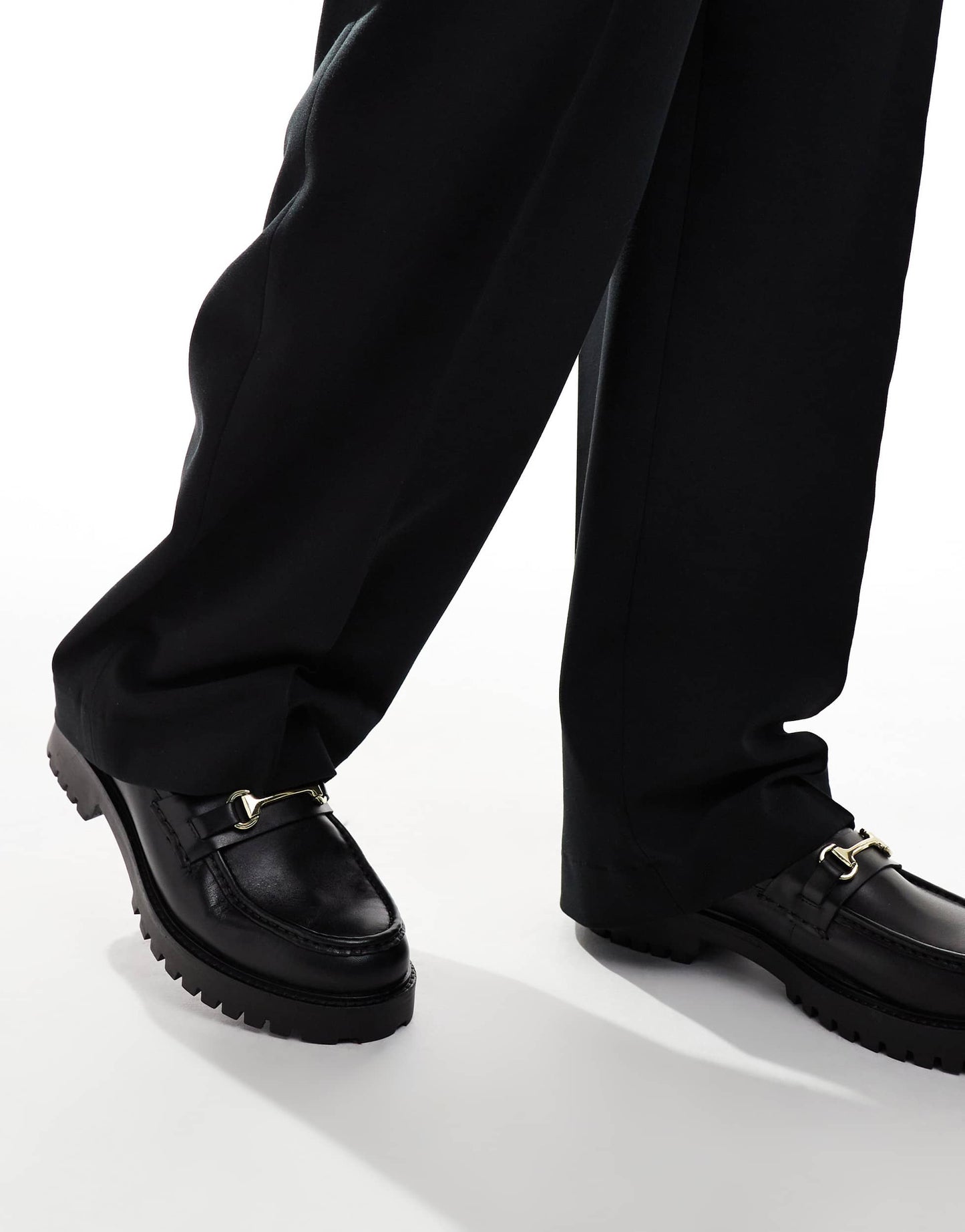 Walk London Sean trim loafer in black leather