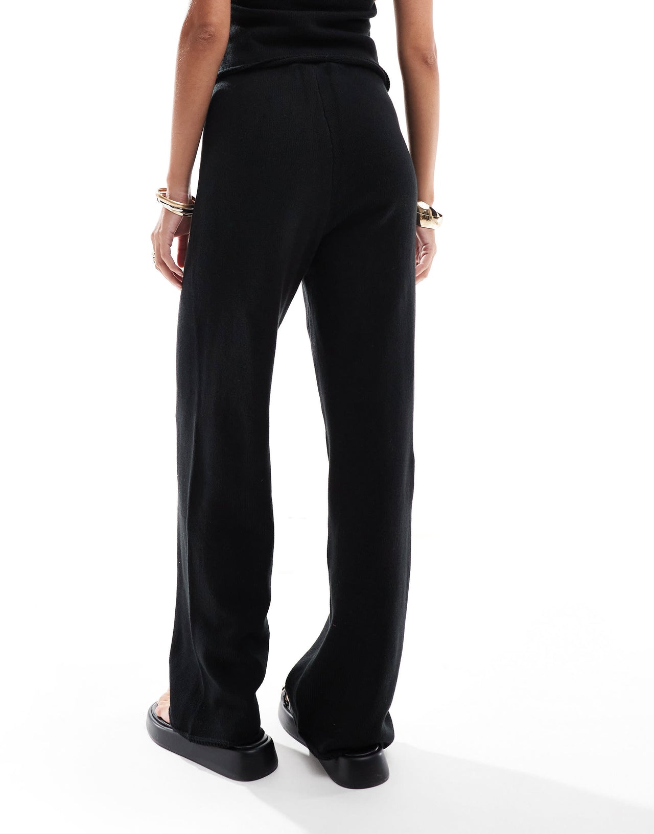 4th & Reckless maribel fine gauge knit trouser co-ord in black