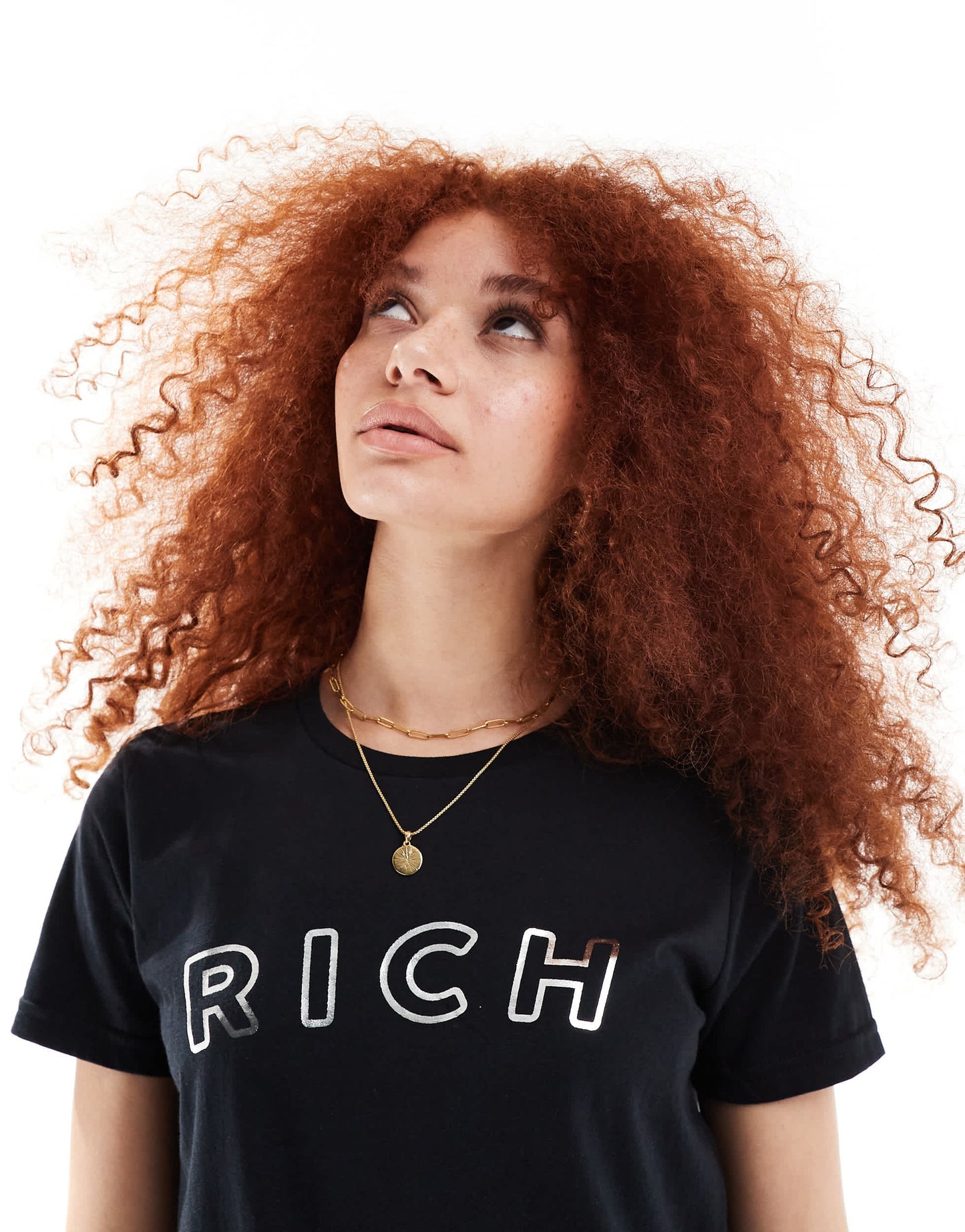 ASOS DESIGN baby tee with chrome rich graphic in black