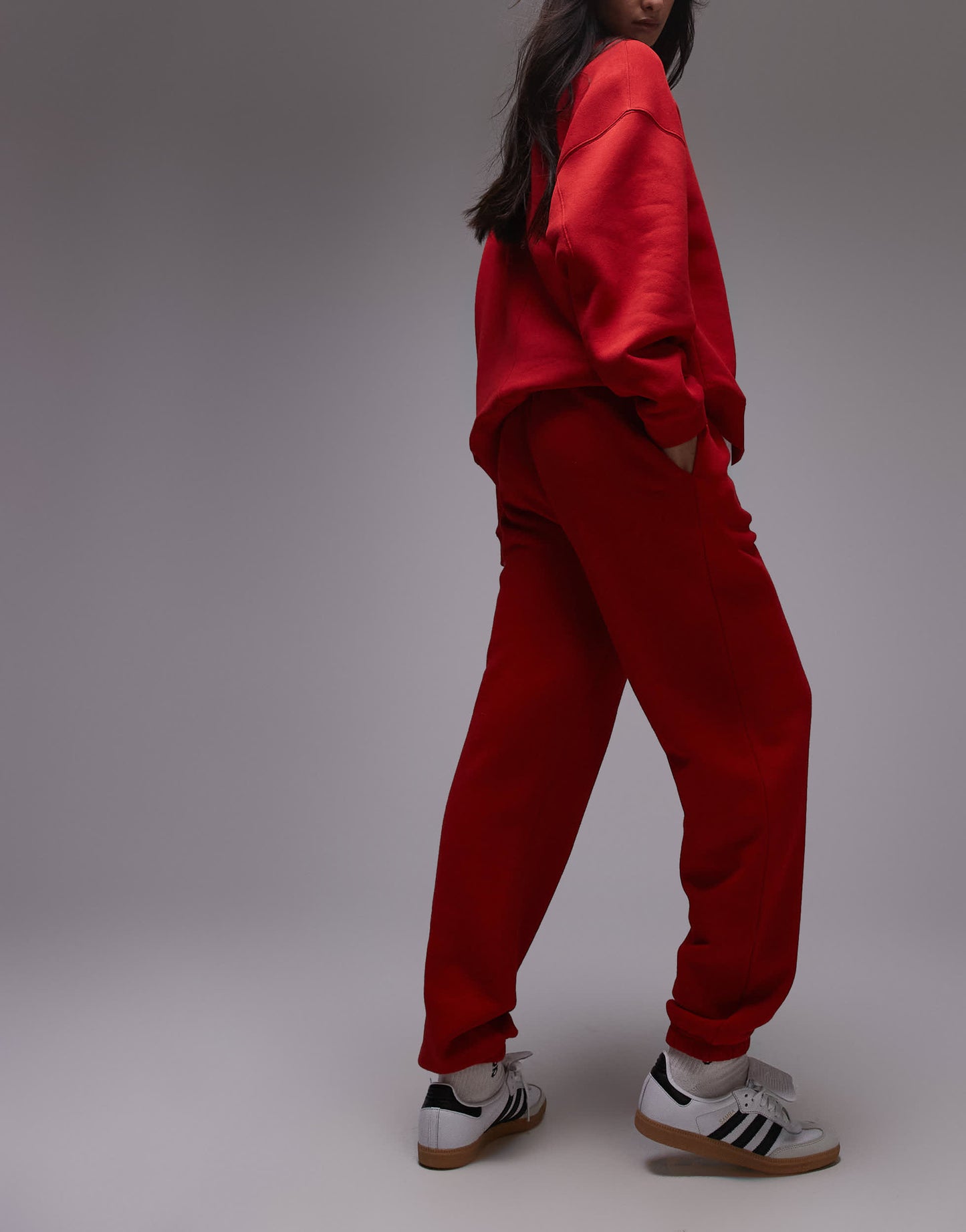 Topshop cuffed jogger in red