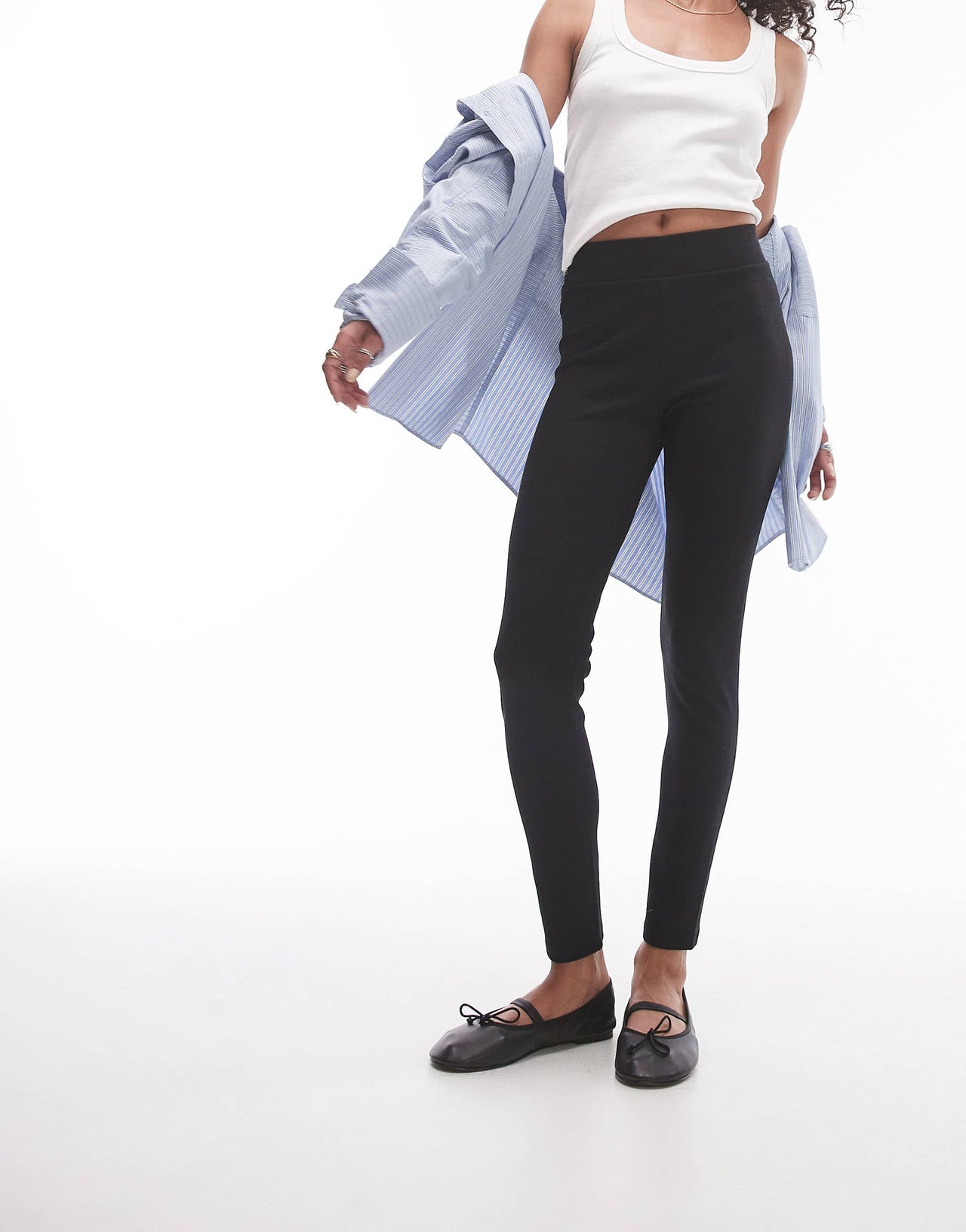 Topshop brushed rib legging in black