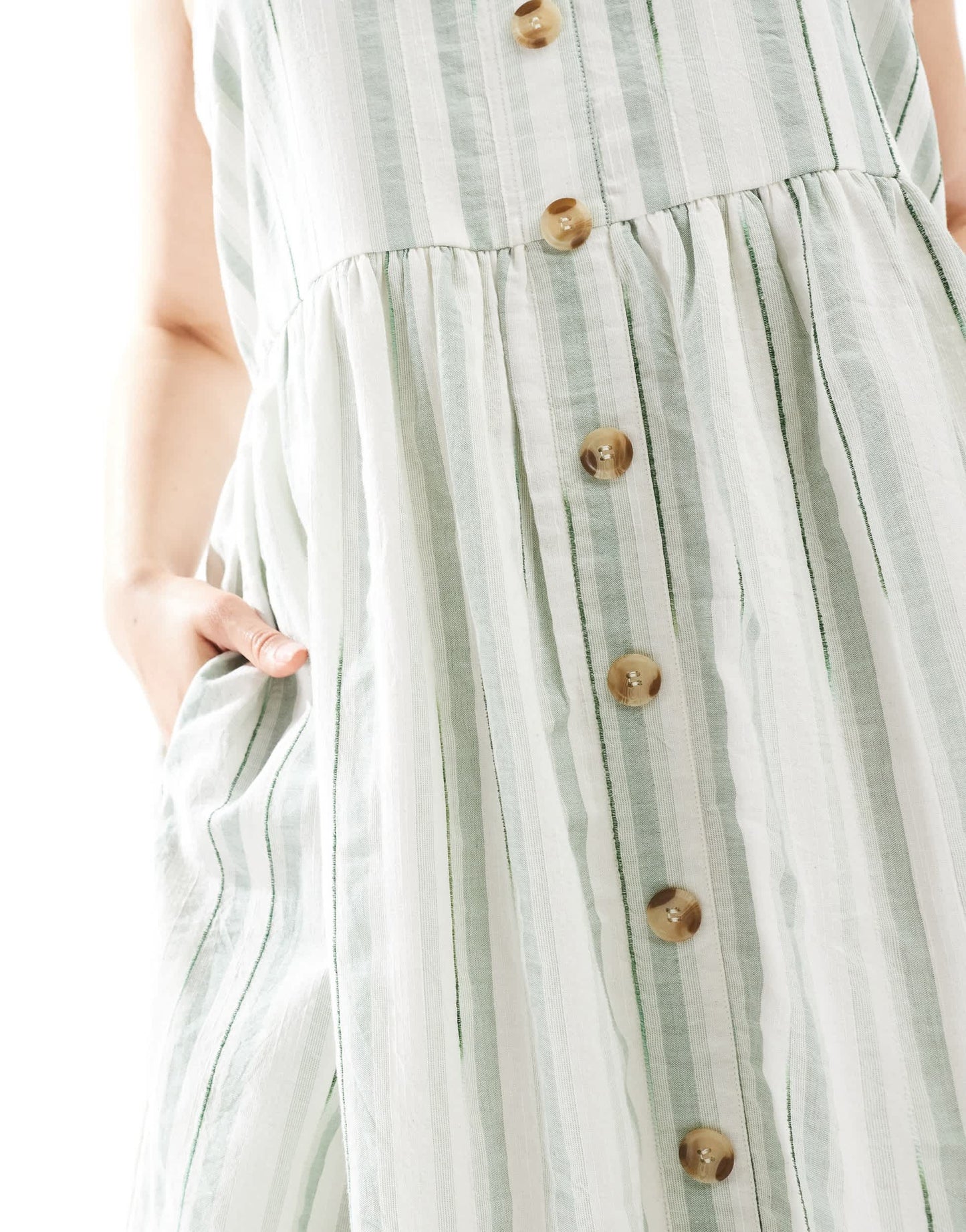 Yours linen midi sundress in sage stripe