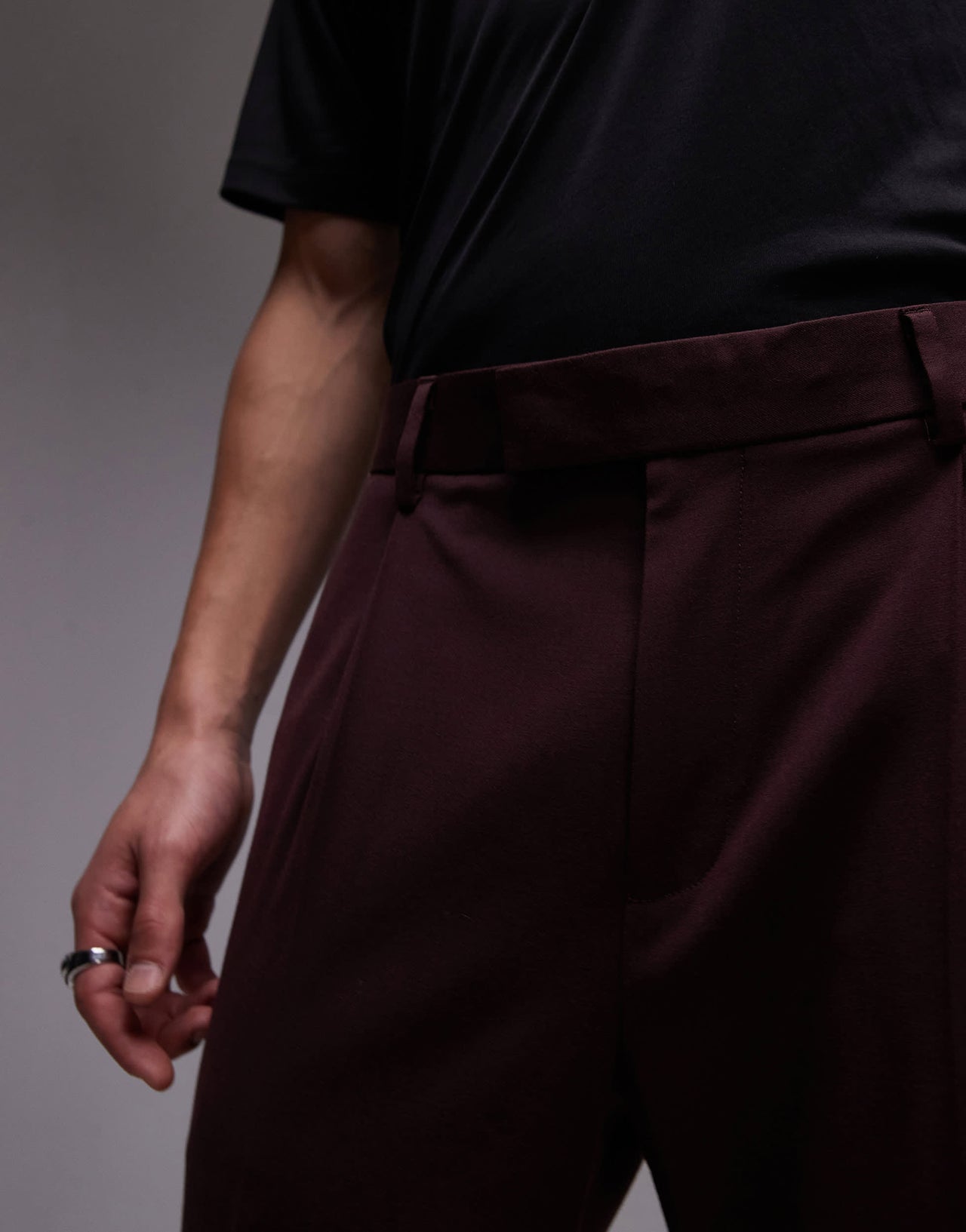 Topman premium taper suit trouser in red