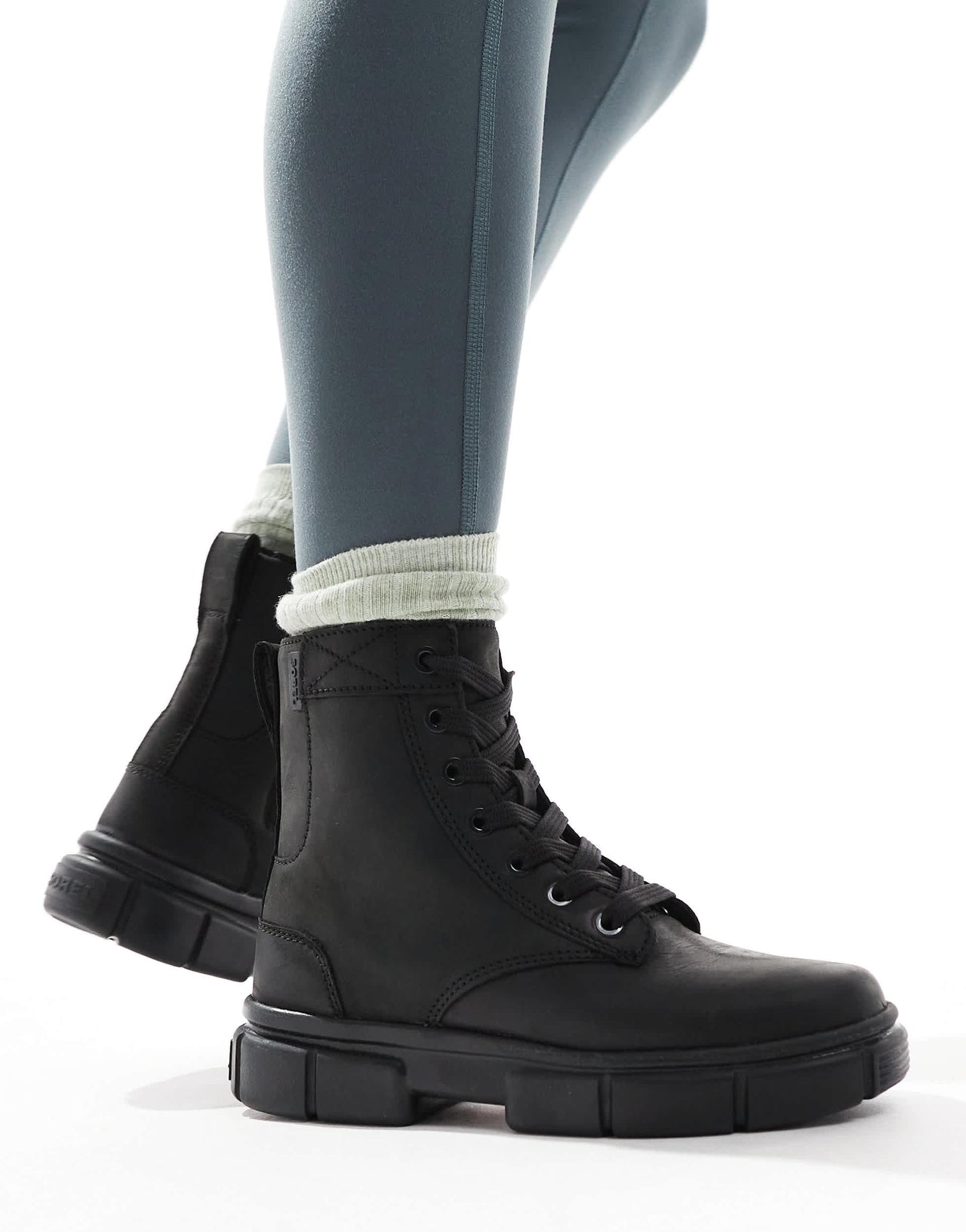 Sorel Explorer STRT lace up leather boots in black
