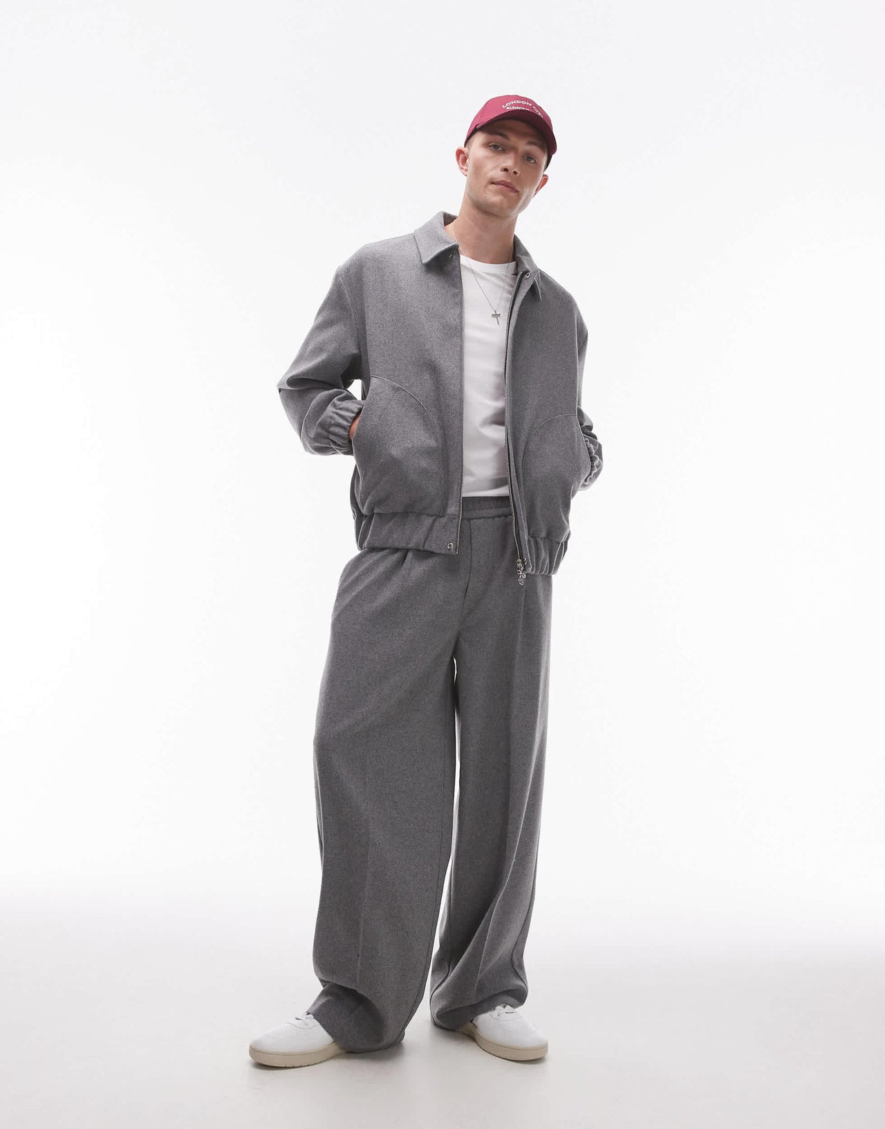 Topman premium wool mix harrington in grey