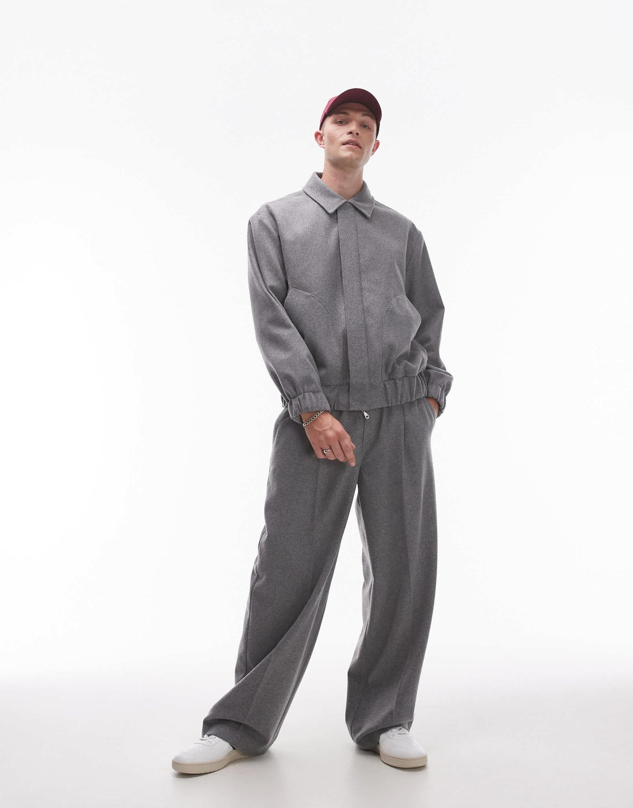 Topman premium wool mix harrington in grey