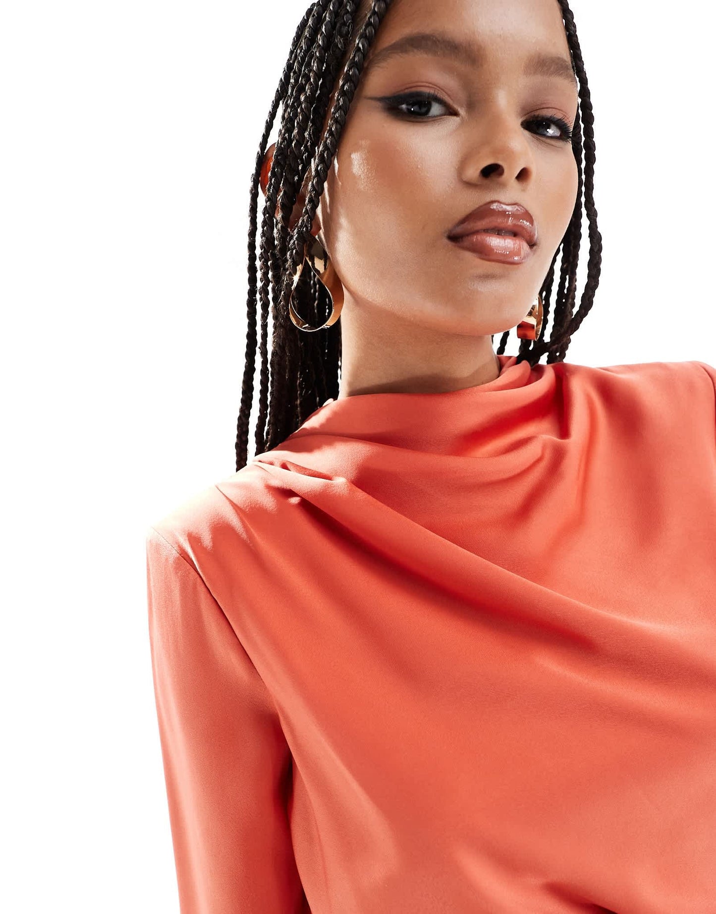 ASOS DESIGN satin tuck detail maxi dress with ruched detail in red