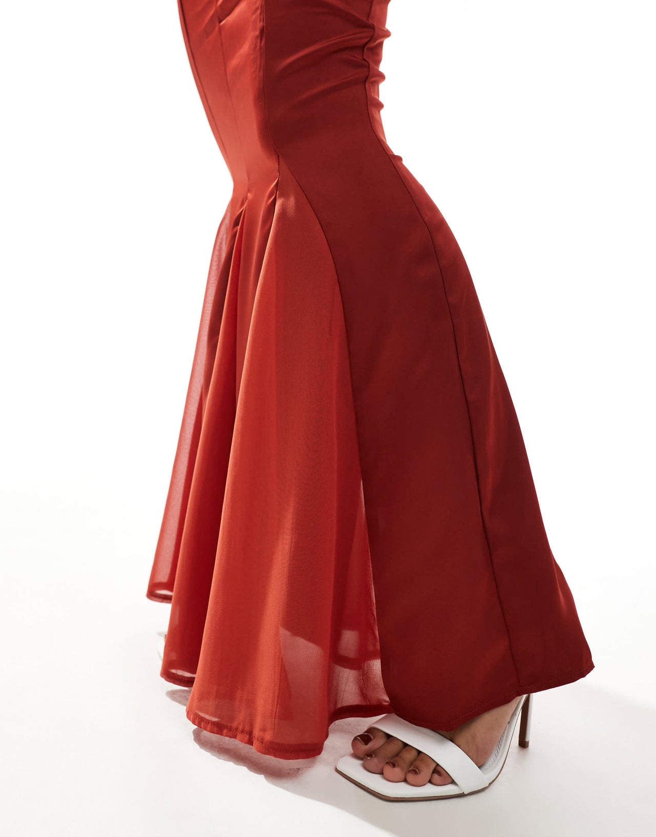 Kaiia exclusive satin fishtail maxi skirt in rust