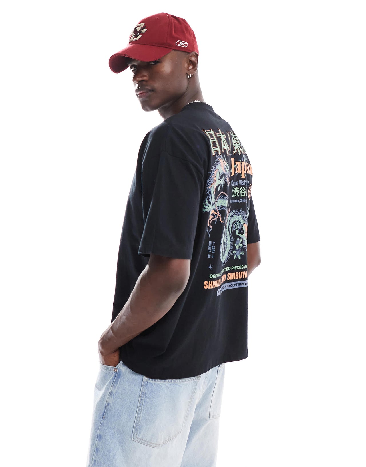 ASOS DESIGN oversized t-shirt in black with back  print