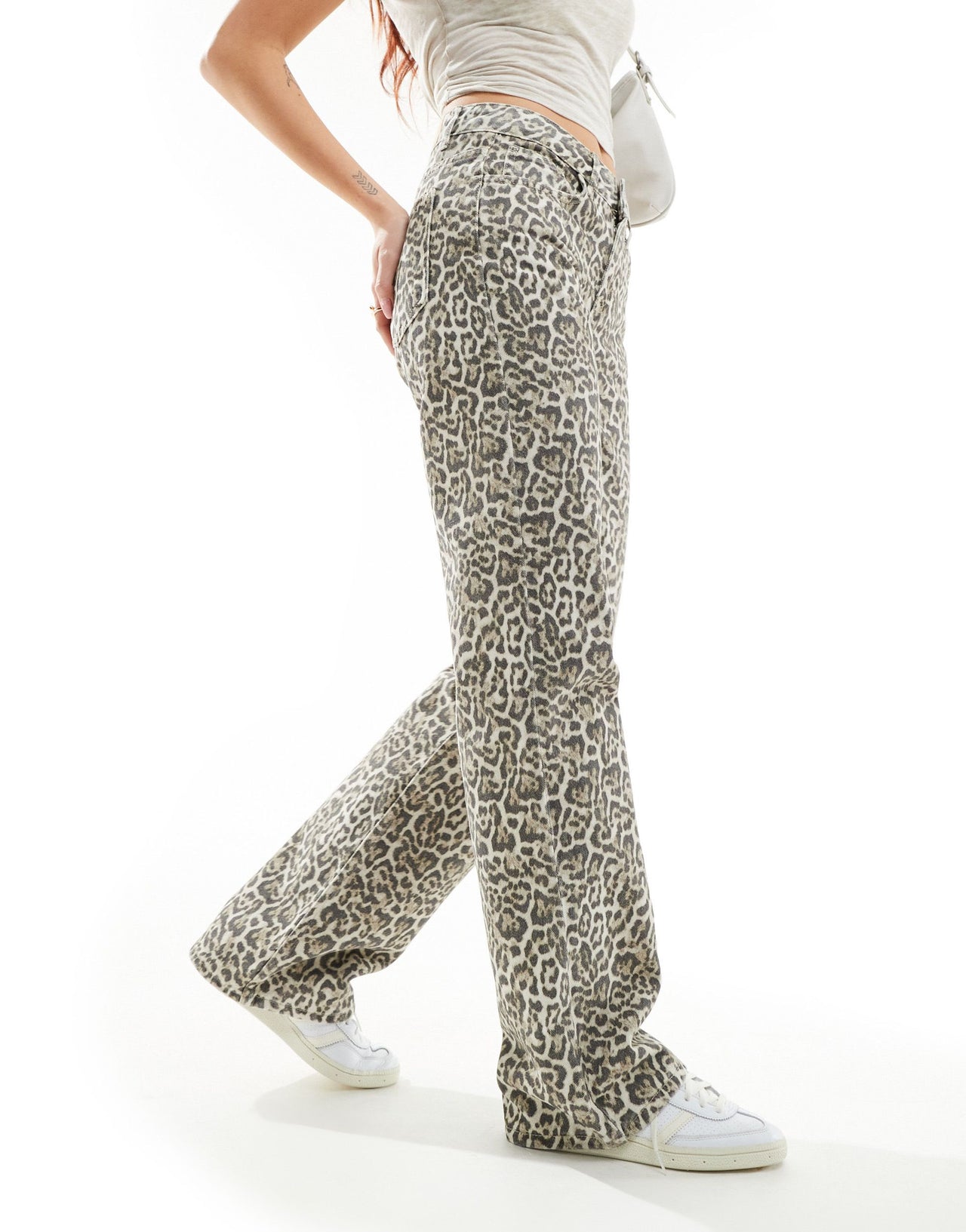 Stradivarius STR straight leg jean in leopard print