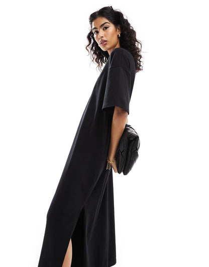 ASOS DESIGN oversized midaxi t-shirt dress in black