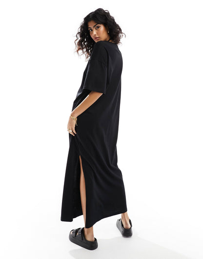 ASOS DESIGN oversized midaxi t-shirt dress in black