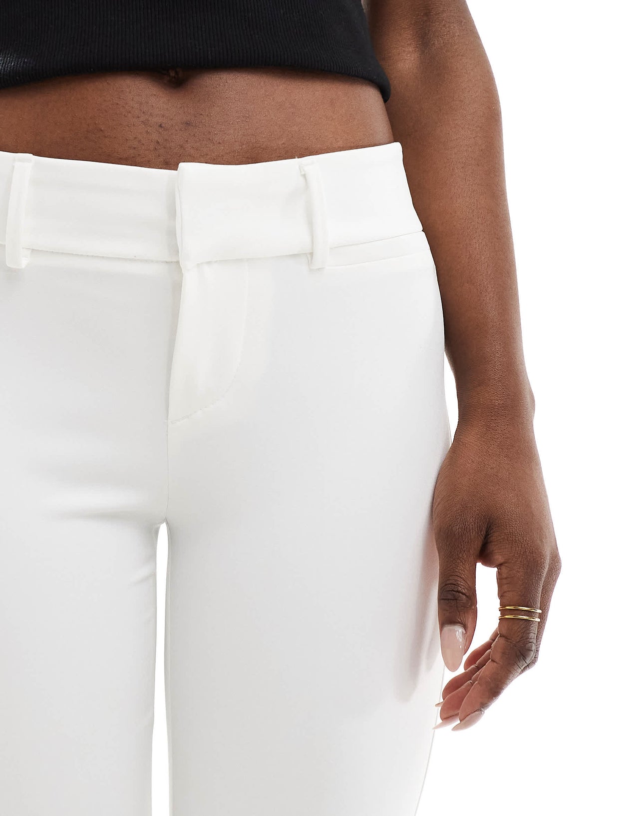 Bershka tailored flared trousers in off white