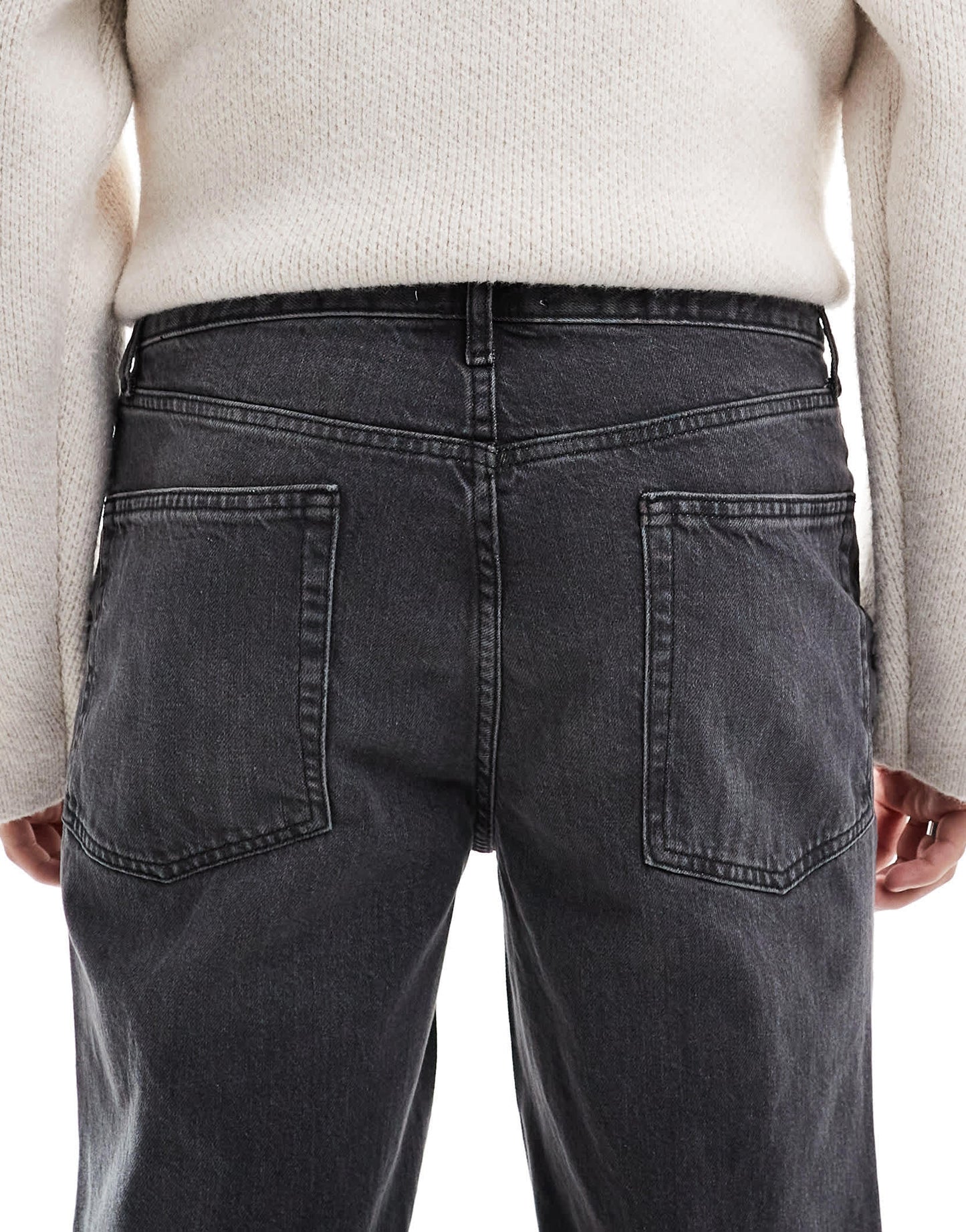 ASOS DESIGN straight leg jeans with rips in washed black