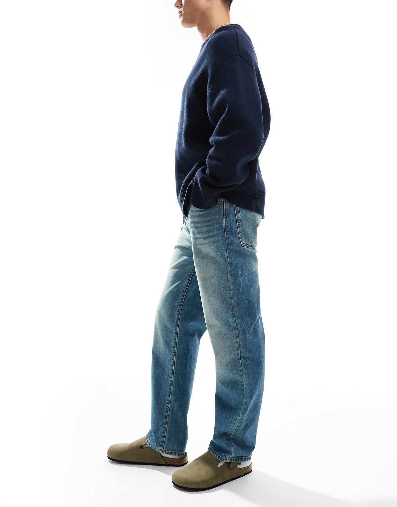 ASOS DESIGN straight leg jeans in tinted vintage light wash blue