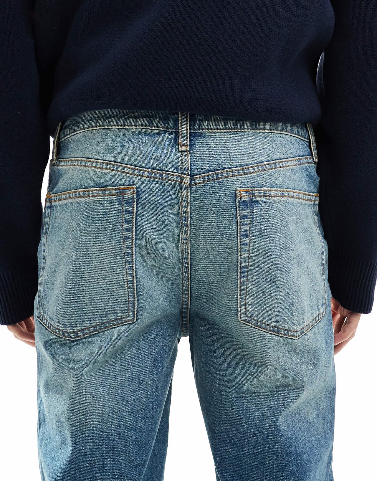 ASOS DESIGN straight leg jeans in tinted vintage light wash blue