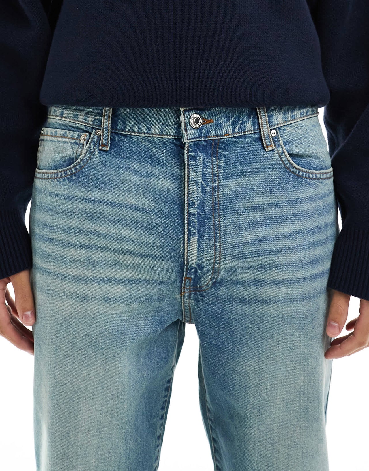 ASOS DESIGN straight leg jeans in tinted vintage light wash blue