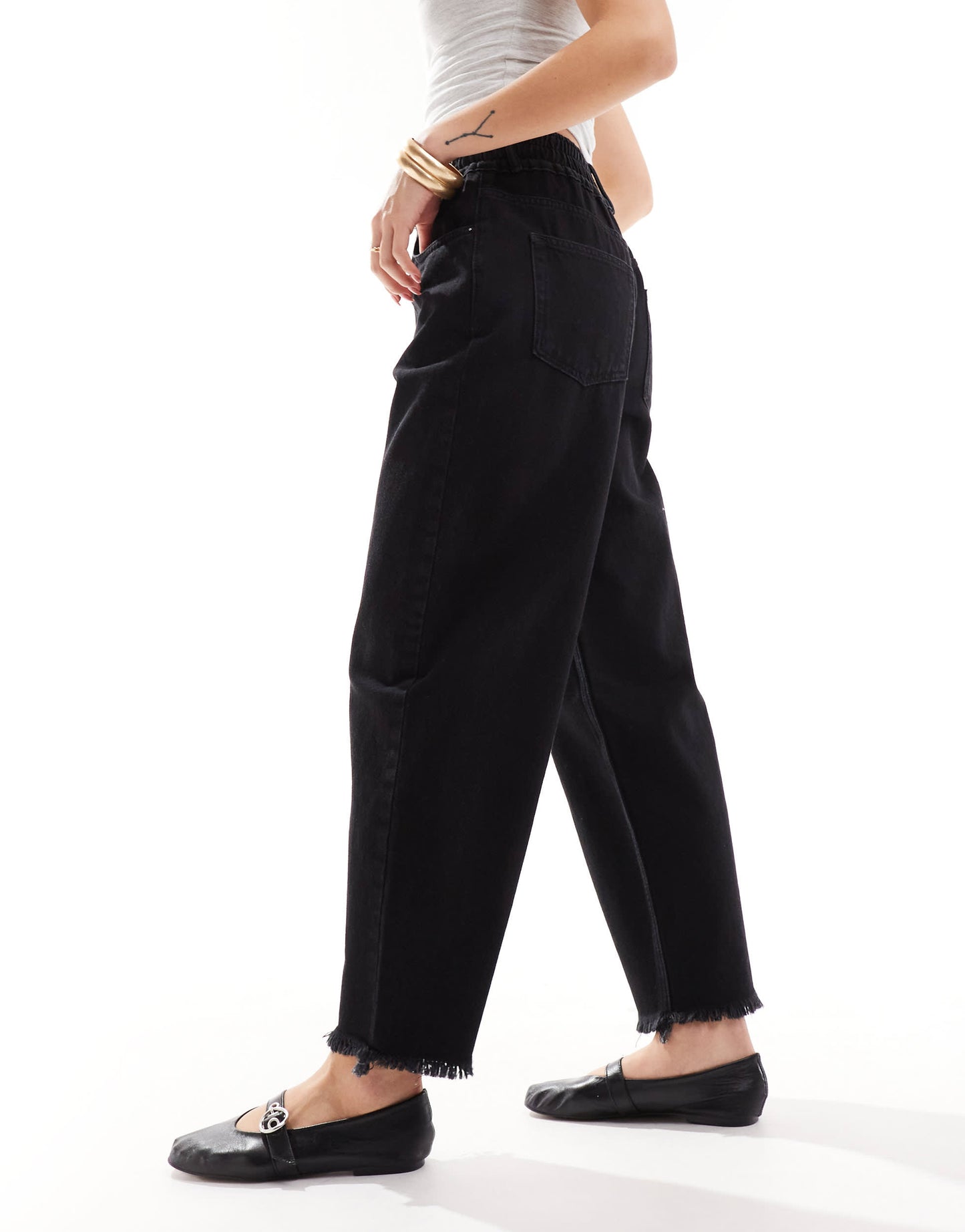 AllSaints Hailey freyed hem straight leg jeans in black