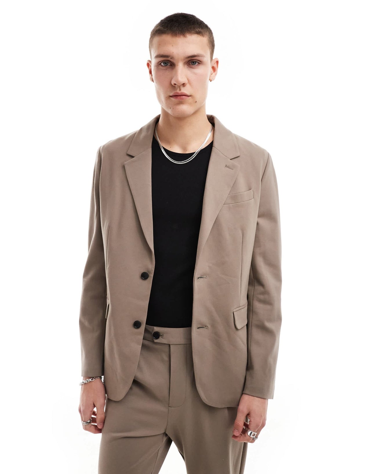 AllSaints Helm suit blazer jacket co-ord in light brown