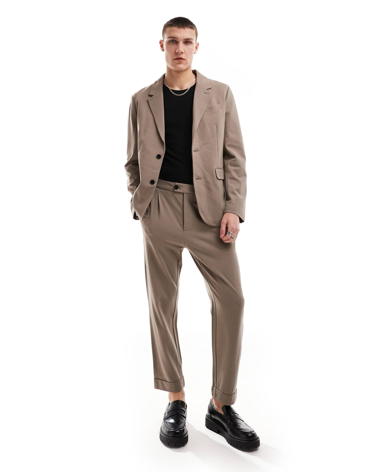AllSaints Helm suit blazer jacket co-ord in light brown