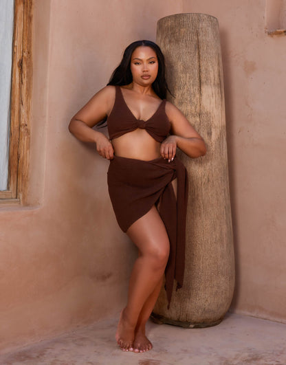 Moda Minx Curve X Bernadette Afia scrunch sarong in coffee