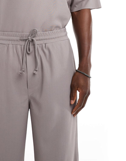 ONLY & SONS plisse loose fit pull on trouser co-ord in grey