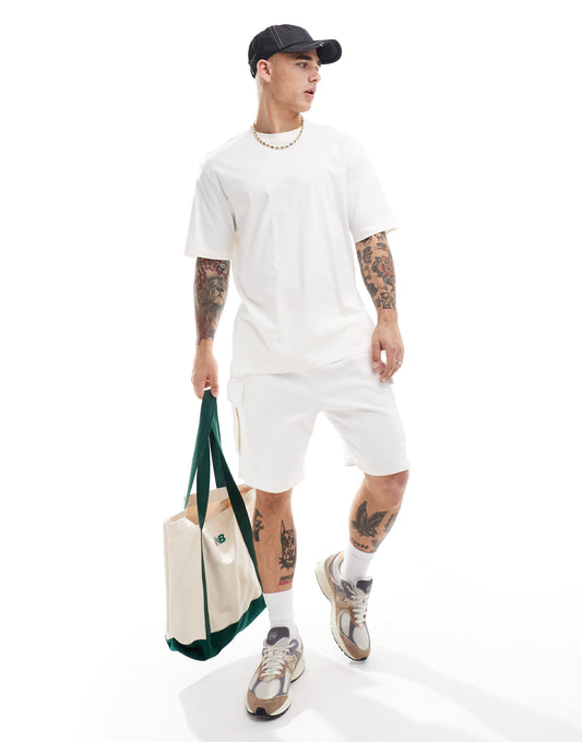 ONLY & SONS oversized t-shirt co-ord in washed stone