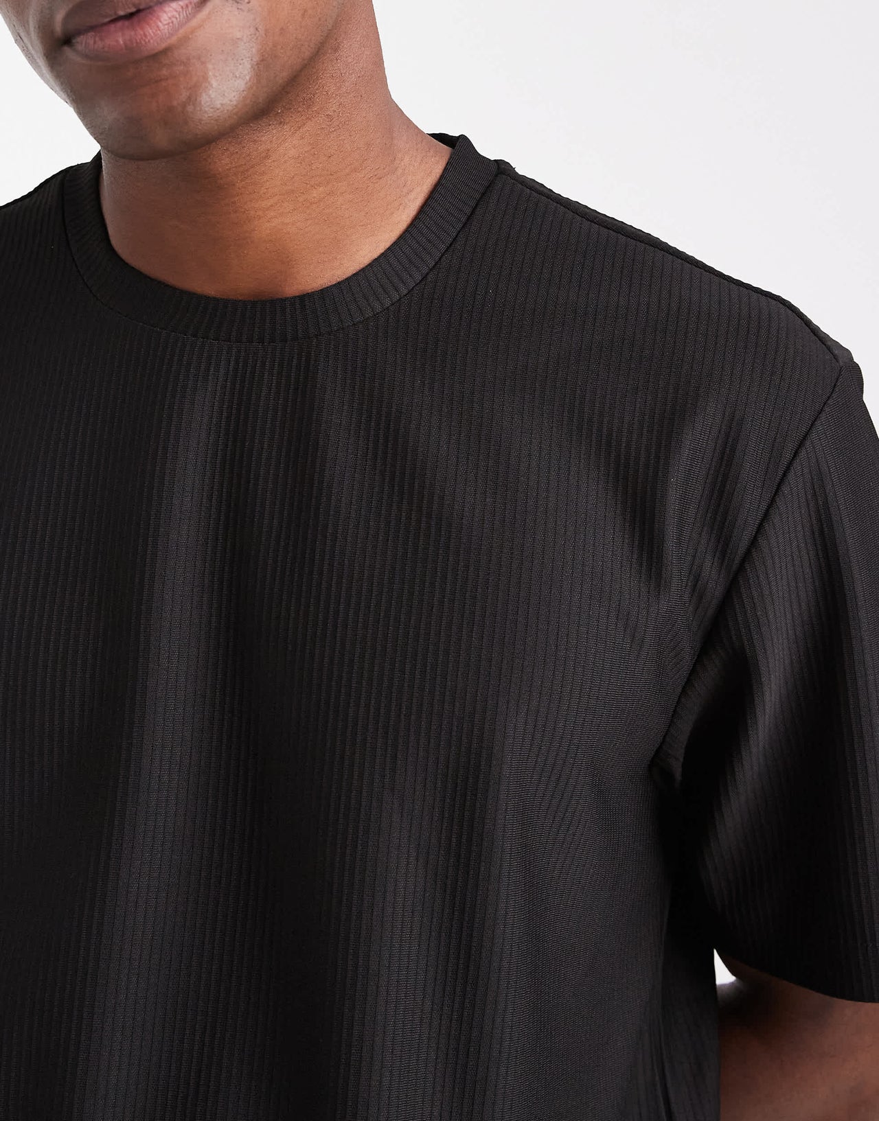 ONLY & SONS plisse oversized t-shirt co-ord in black