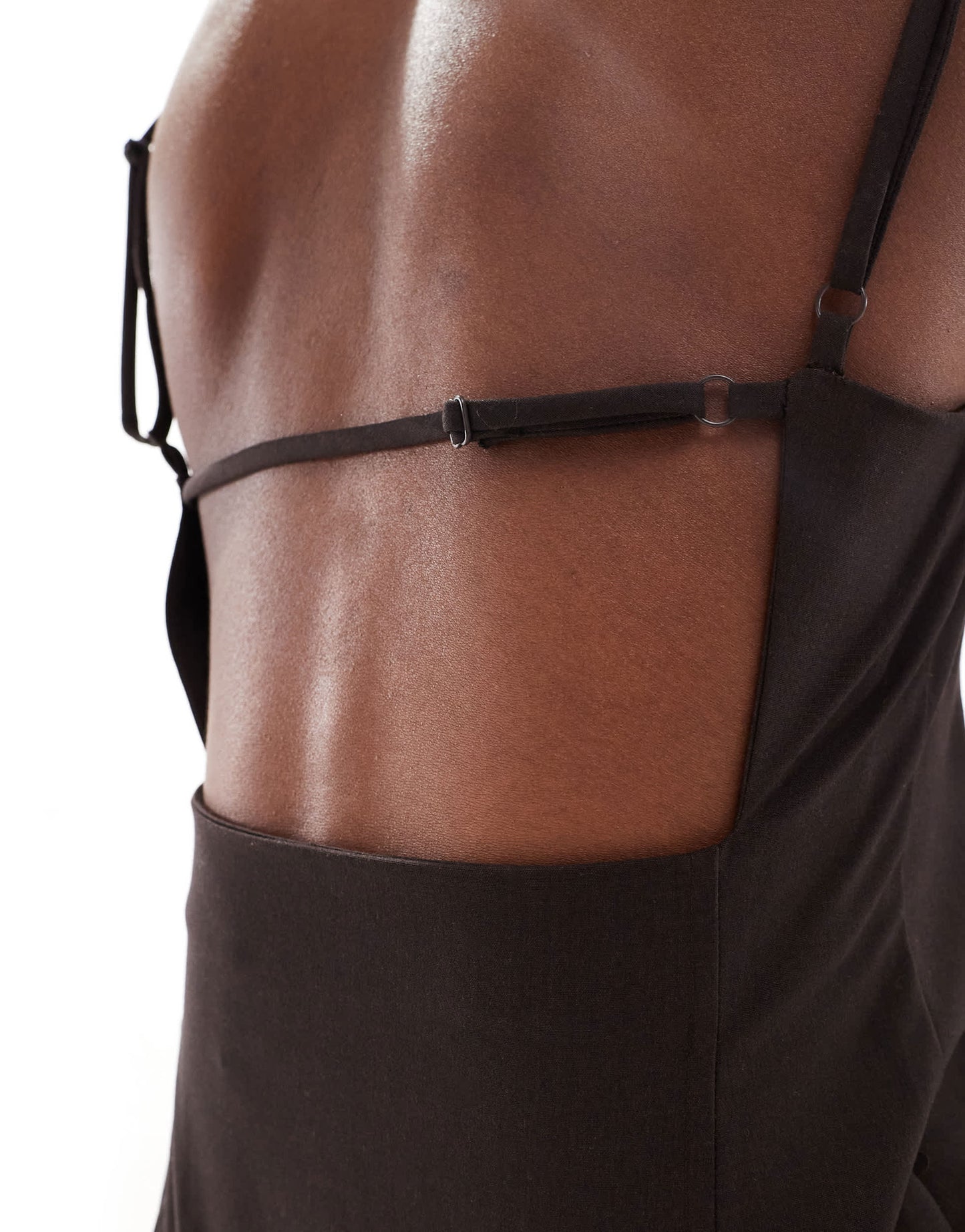 Weekday Jemma mini dress with open back detail in brown