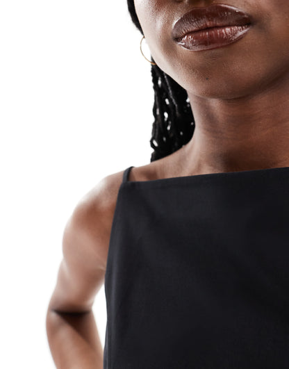 Weekday Jemma mini dress with open back detail in black