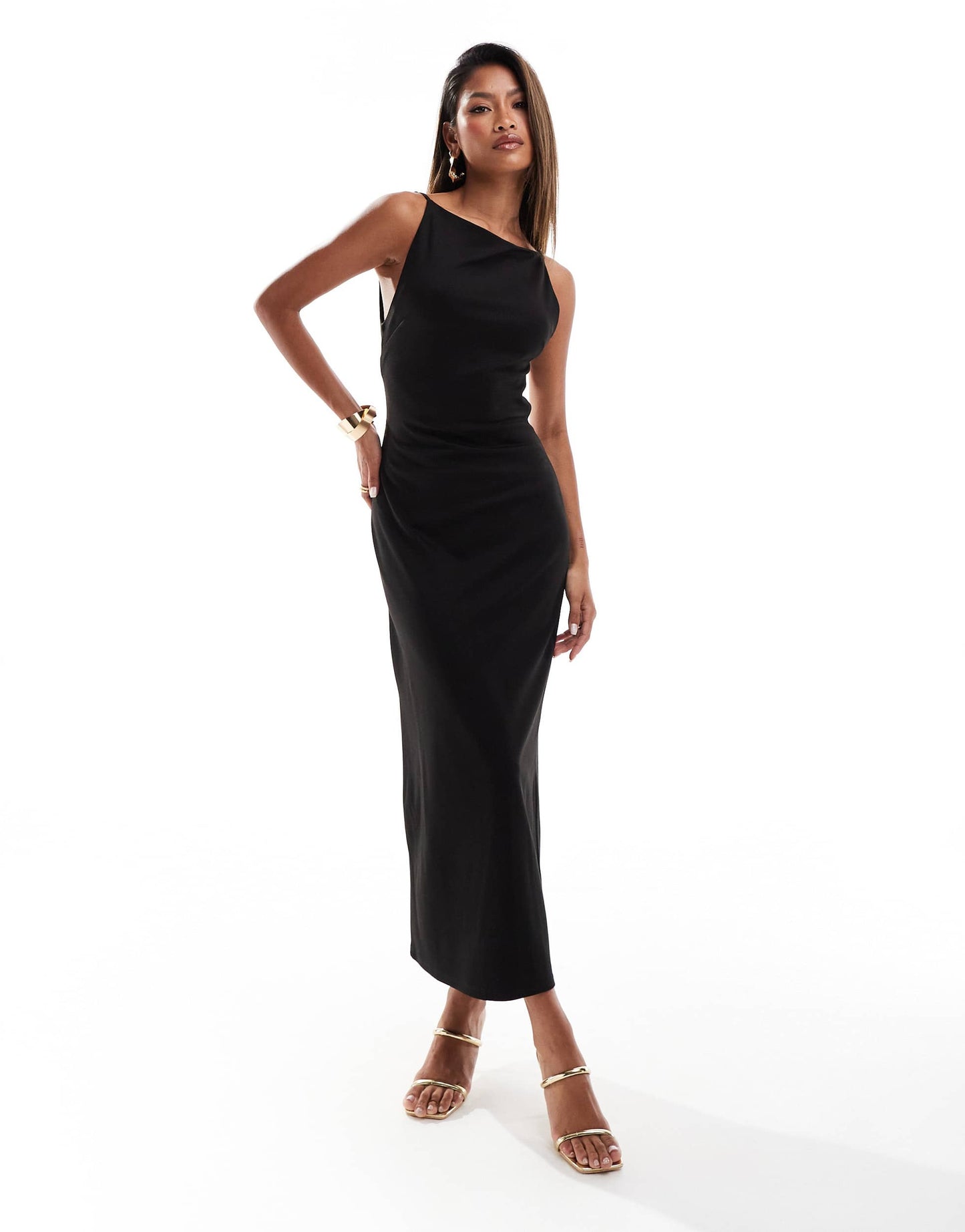 ASOS DESIGN ponte boat neck midi dress with strap back