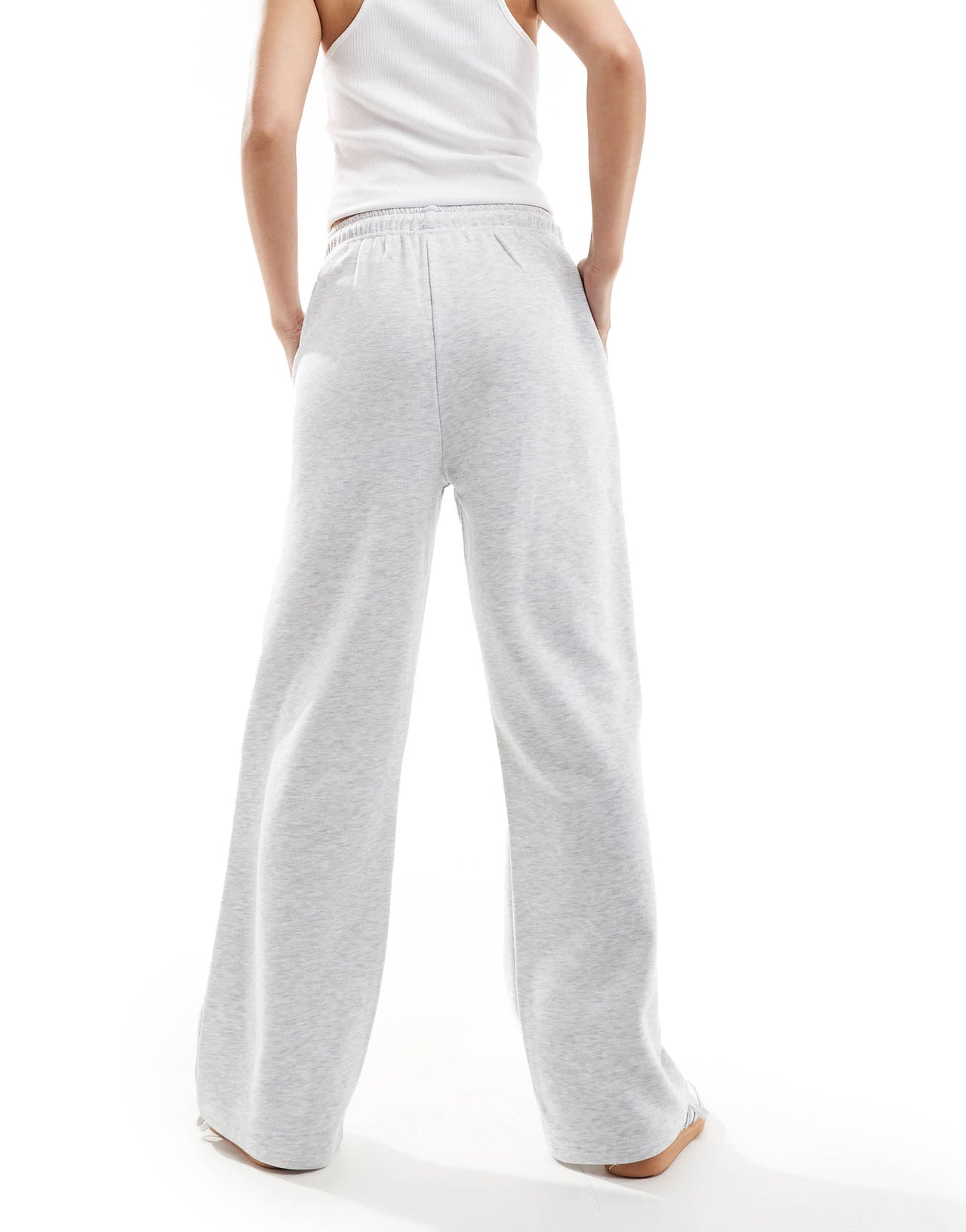Pull&Bear wide leg jogger in grey marl