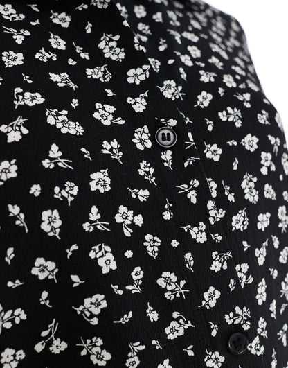Monki midi shirt dress in mono ditsy print